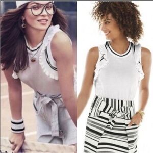 NWOT CABI Topspin White Ruffle Accent Top